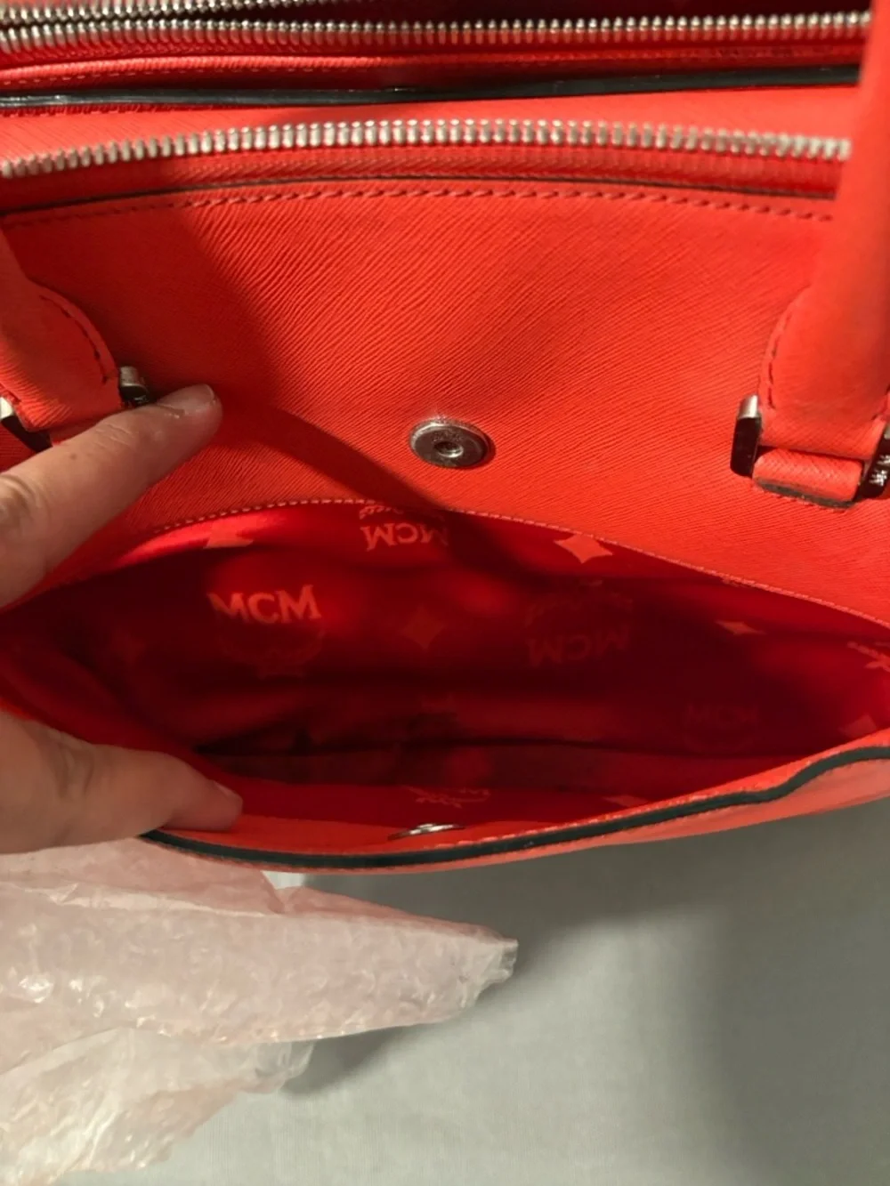 MCM CORAL ELDA Orange Reddish 2 Way Tote Bag READ DESCRIPTION - Picture 11 of 15